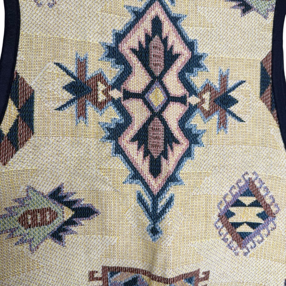 Vintage Handmade Cotton Western Tapestry Vest Open Southwestern Rodeo Unique - Picture 9 of 9
